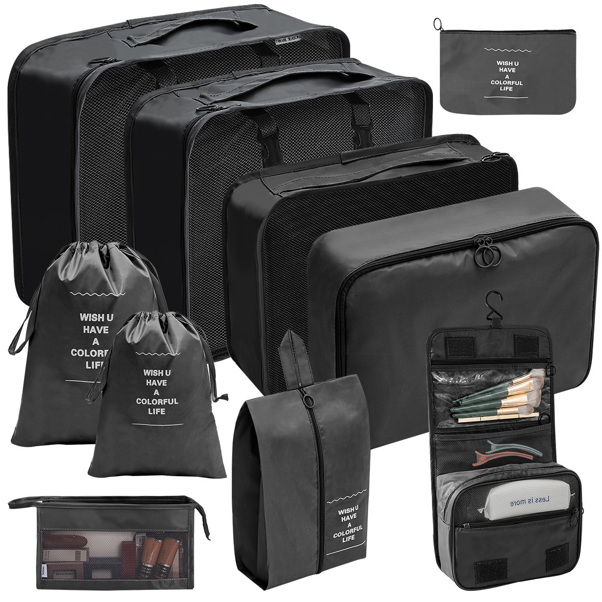 [세척 및 메이크업 10 개 세트] 블랙