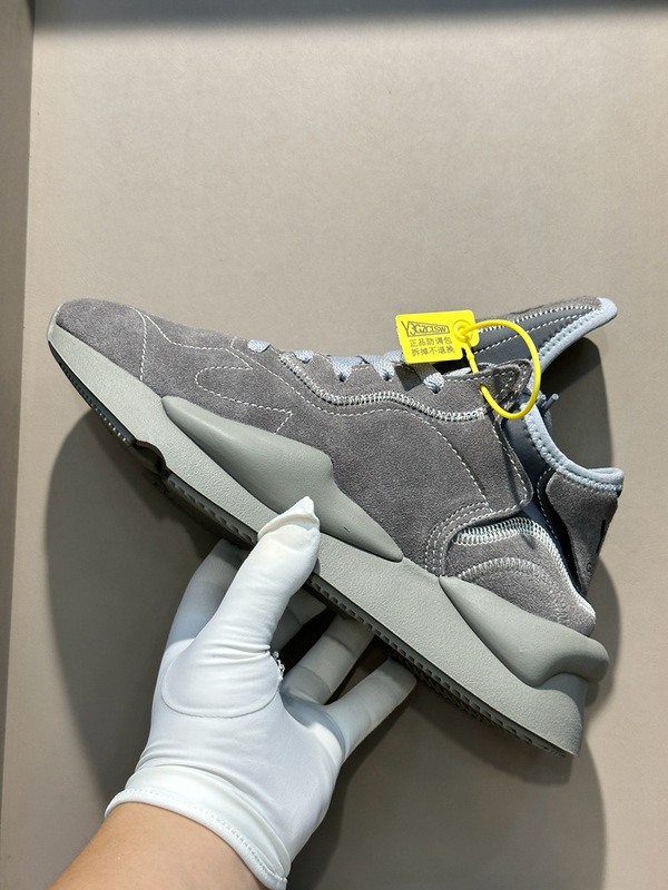 Look at First Sight! Can Be Used for Business and Sports! GraY Cowhide Suede Genuine Leather Thick-soled Y3 Black Warrior Dad Shoes