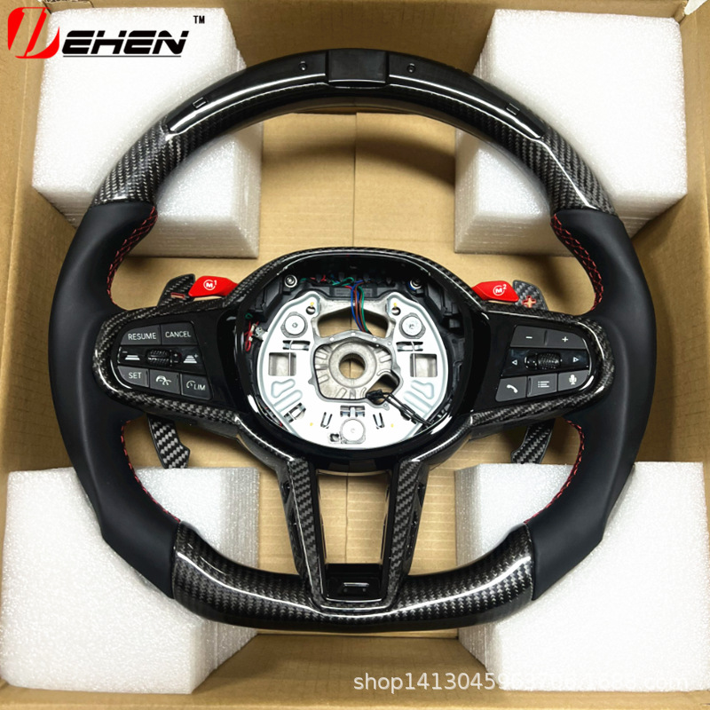 Suitable for BMW CS steering wheel, new 345 series X3X5X6 modified M3M4 carbon fiber steering wheel with M1M2 button paddles