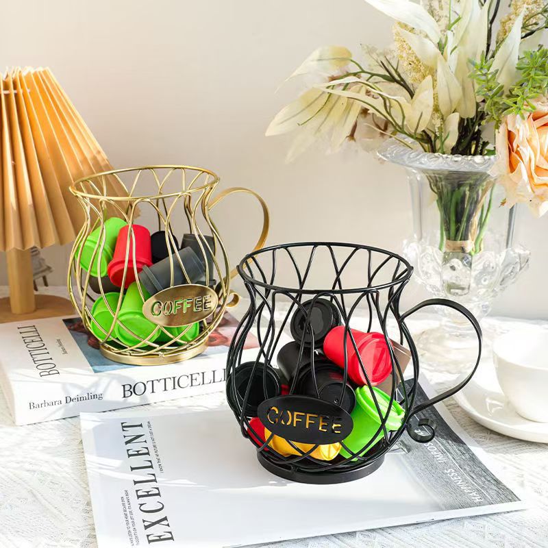 Cesta de almacenamiento de cápsulas de café, sala de estar creativa, hogar, mesa de café de lujo ligero nórdico, bocadillos, mini plato de frutas