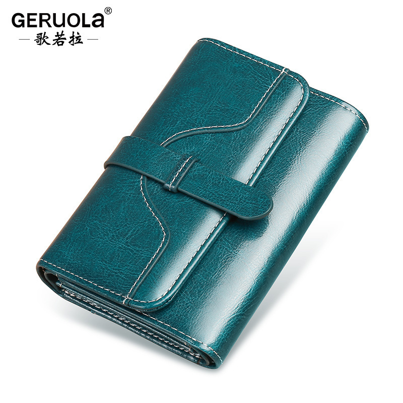 Cartera corta para mujer, simple y versátil, cuero atmosférico, tres tarjetas múltiples plegables, billetera de cuero suave, bolso de tarjeta multifuncional