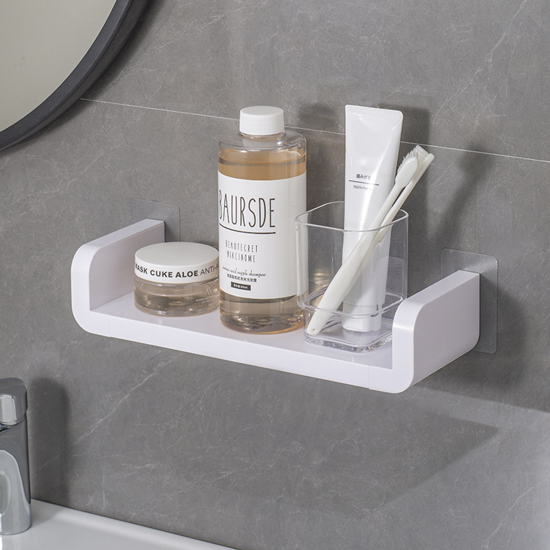 Estante de almacenamiento para baño sin perforar, estante de almacenamiento para baño, dormitorio, estante de doble capa, estante combinado de plástico para lavabo