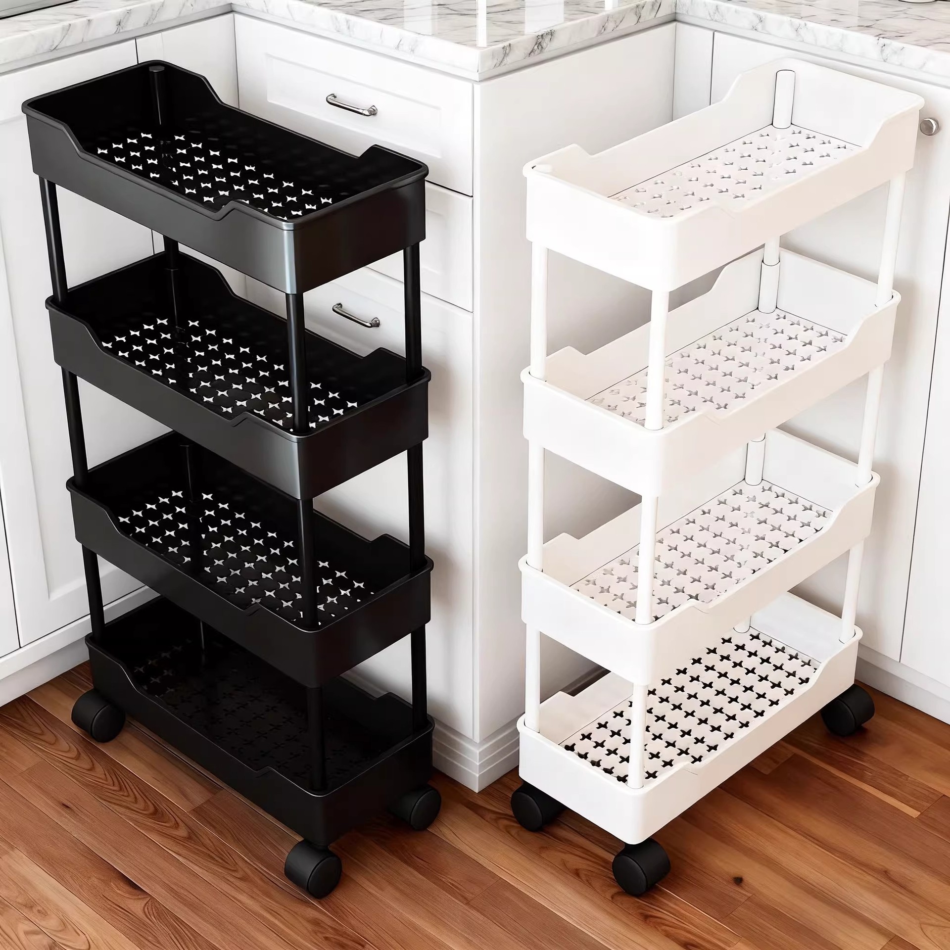 Kitchen Gap Storage Rack, Multi-Layer Floor-Standing Storage Shelf, Movable Trolley, Spice Rack, Useful Kitchen Storage