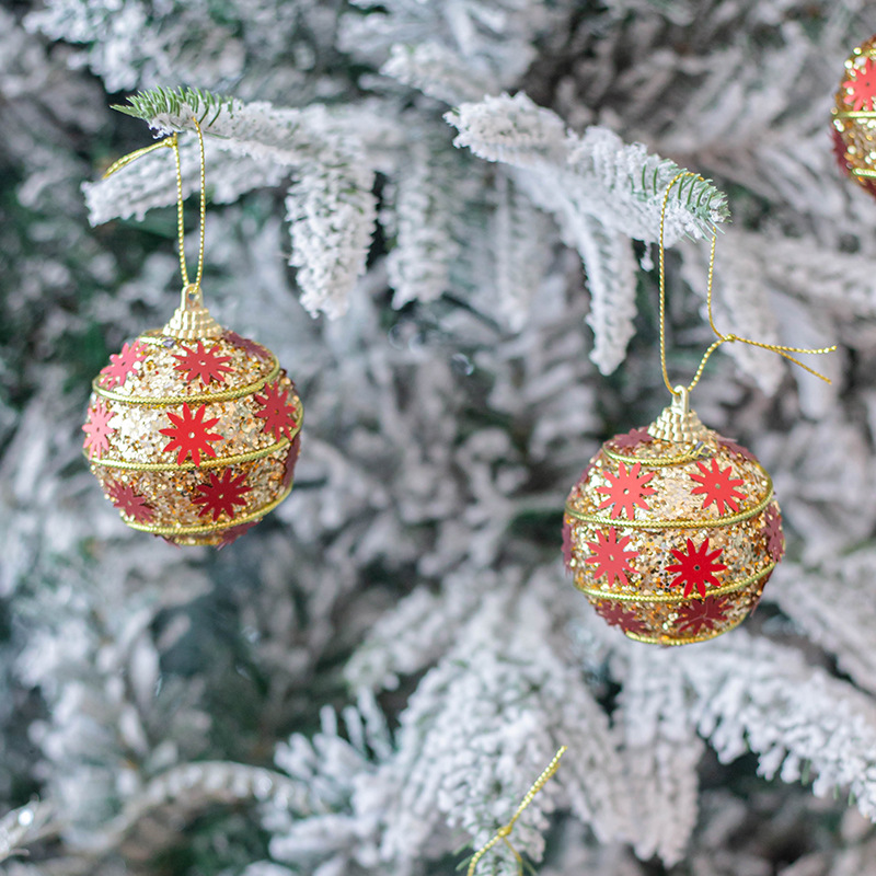 6cm una caja de 8 copo de nieve colgantes decorativos oro Navidad bola Navidad árbol adornos vacaciones suministros