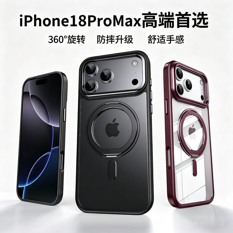 Cross-border applicable iPhone 18 Pro Max skin-feel phone case with magnetic rotating stand and Apple 17 pivot protective cover Cross-border applicable iPhone 18 Pro Max skin-feel phone case with magnetic rotating stand and Apple 17 pivot protective cover