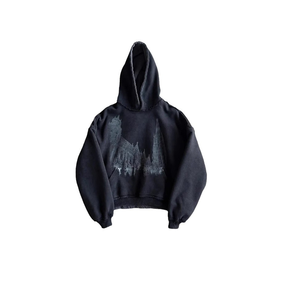 Men's Clothing Fashion Autumn And Winter Loose Dark Retro Print Cardigan Trend Same Style Sweater_voghion.com