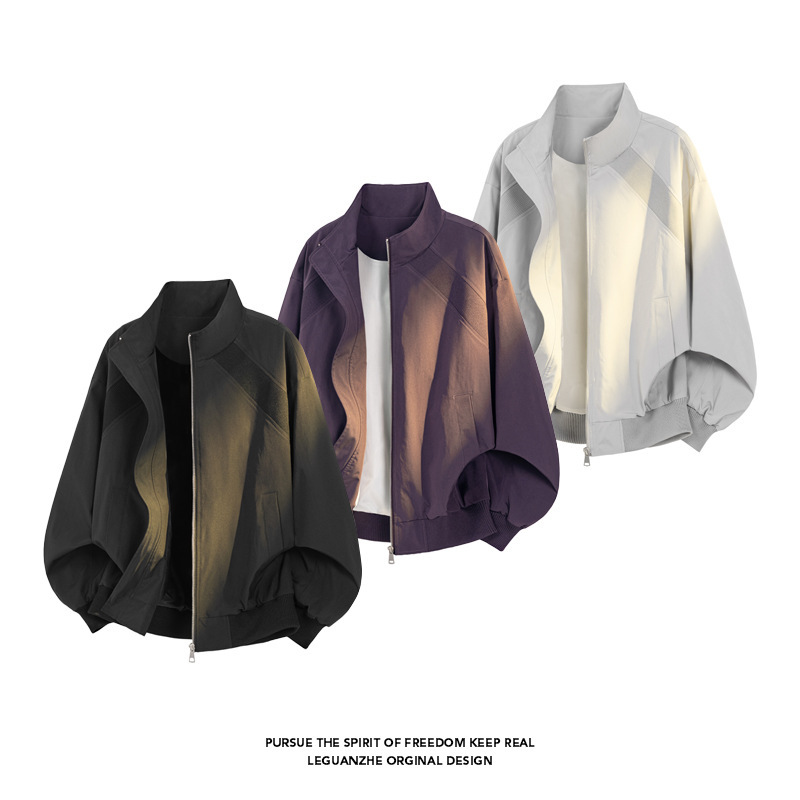 Vintage Street-Style Functional Cleanfit Jacket for Men, Trendy Brand Deconstructed Silhouette Coat, American-Style Stand Collar, Cool and Stylish Top