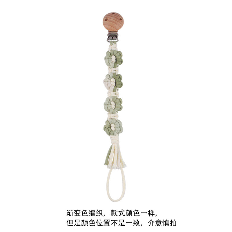 Productos para bebés Clip de chupete de haya Creativo Tejido a mano Estilo pastoral Cadena de chupete de margarita de color