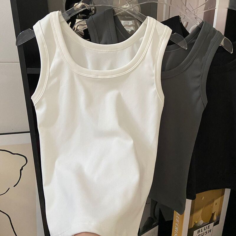 Small Camisole Women's Outer Wear Base and Inner Cover Breast Wide Shoulder Strap Yoga Top American Style Waistcoat No Chest Pad