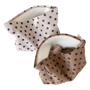 [Suxi cloth bag] maillami brown polka dot corduroy cosmetic bag women's clutch wash storage bag