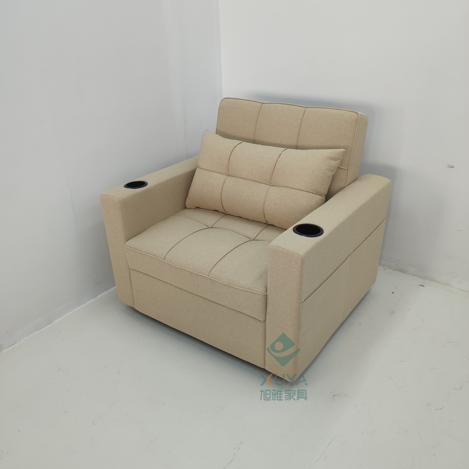 Sofá cama de cuero multifuncional para una persona, sala de estar, oficina, almuerzo, artefacto mágico con portatazas, sofá cama de cine privado