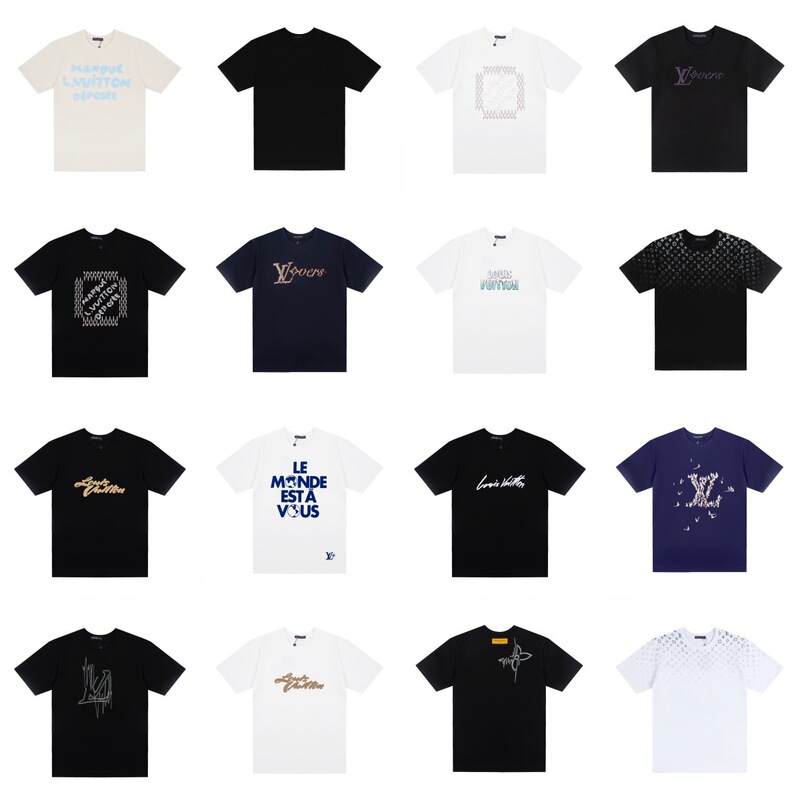 Cross-Border 25Ss Lv High-Quality Fashion Short-Sleeve Trendy Brand Classic Style Unisex T-Shirt Breathable Cotton