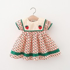 1479 children's clothing wholesale summer new product baby girl strawberry embroidered dress princess skirt dropshipping