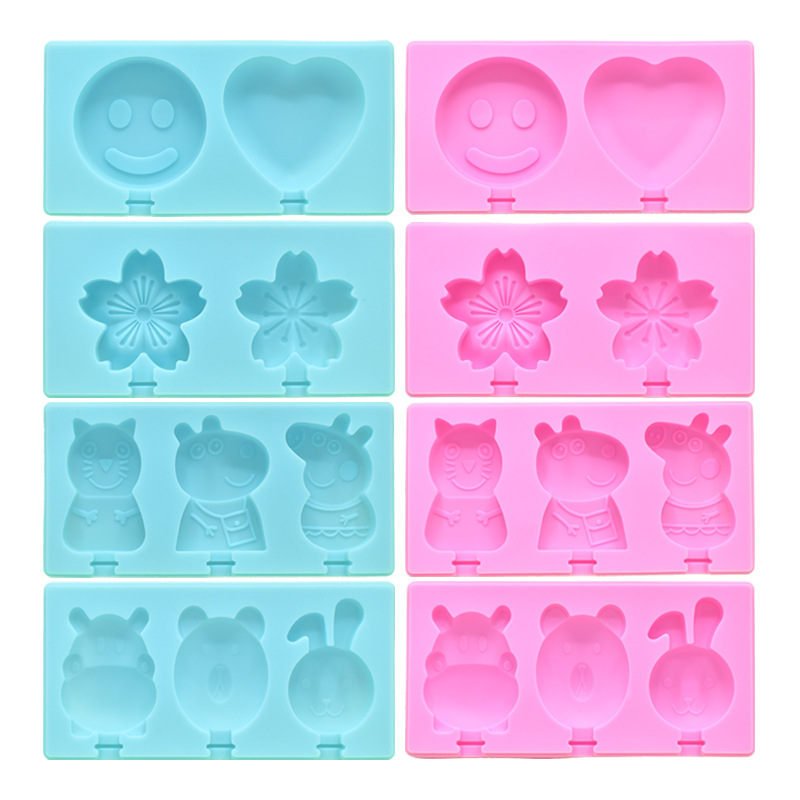 Helado de silicona molde casero del hogar los niños bricolaje helado paleta molde con tapa hecha a mano Amazon animal