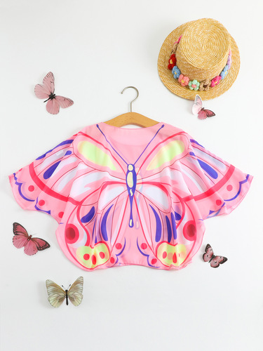 Girls butterfly mesh sunscreen beach blouse cross-border foreign trade children's swimwear