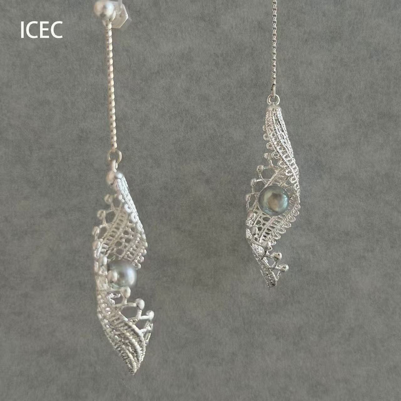 Retro fashionable elegant earrings pearl