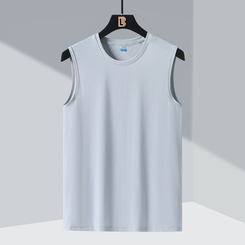Vest T-Shirt Men's Summer Ice Silk Trendy 2023 New T-Shirt Ice Couple's Half Sleeve Upper Clothes Men's Clothing