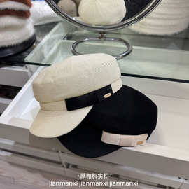 韩版撞色报童帽女2026夏季新款平顶帽百搭透气气质显脸小鸭舌军帽