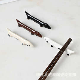 腊肠狗筷子架陶瓷工艺品长条小狗筷托狗狗主题摆件文创旅游纪念品