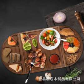 实木托盘餐厅聚会木制牛排面包奶酪餐盘磁户外露营吸式拼接奶酪板
