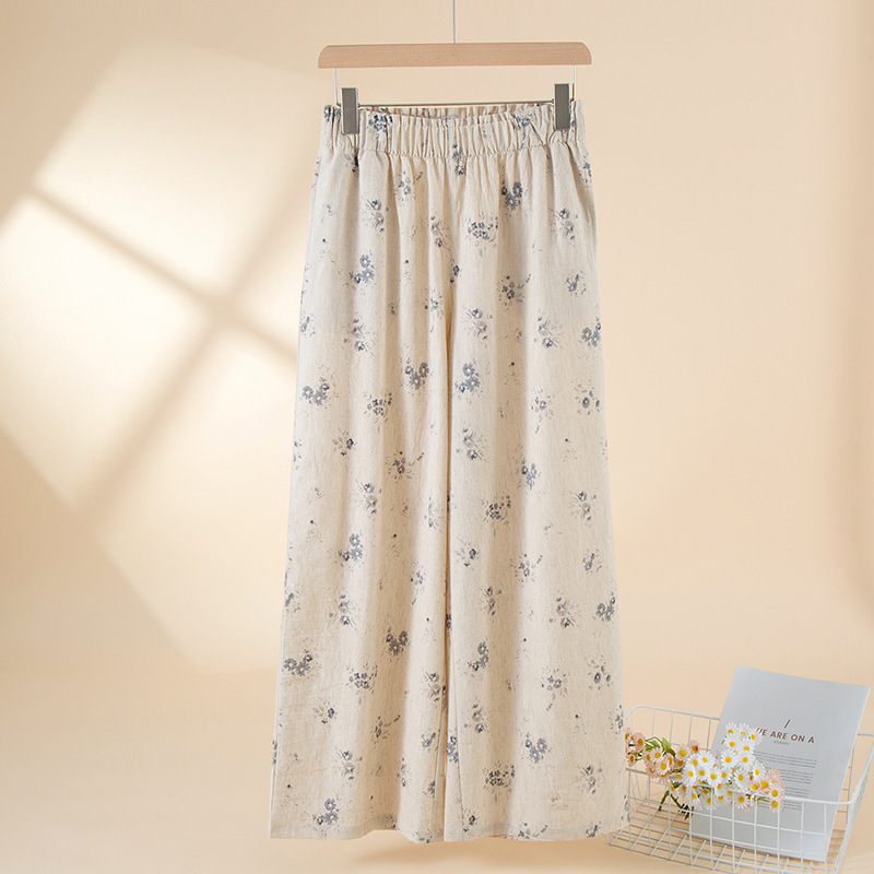 Pastoral Style Cotton and Linen Women's Pajamas, Spring, Summer and Autum Pants with Flap Pocket Pantss That Can Be Worn Outside, Loose Casual Loose Home Pants Pastoral Style Cotton and Linen Women's Pajamas, Spring, Summer and Autum Pants with Flap Pocket Pantss That Can Be Worn Outside, Loose Casual Loose Home Pants