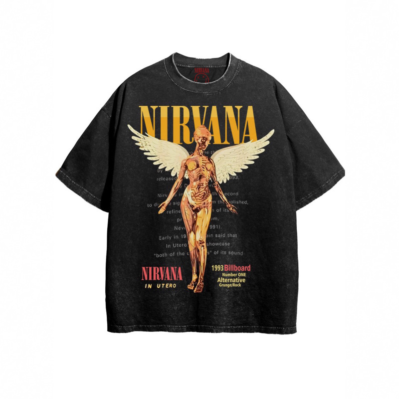 Nirvana Band Rock Nirvana Cobain Vintage Washed Loose T-Shirt