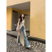 2025温柔纸片人领针织开衫女夏中长款修身显瘦镂空薄款防晒罩衫