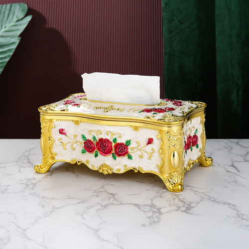 European-style tissue box for home, creative and personalized living room coffee table tissue holder, restaurant light luxury retro acrylic tissue holder