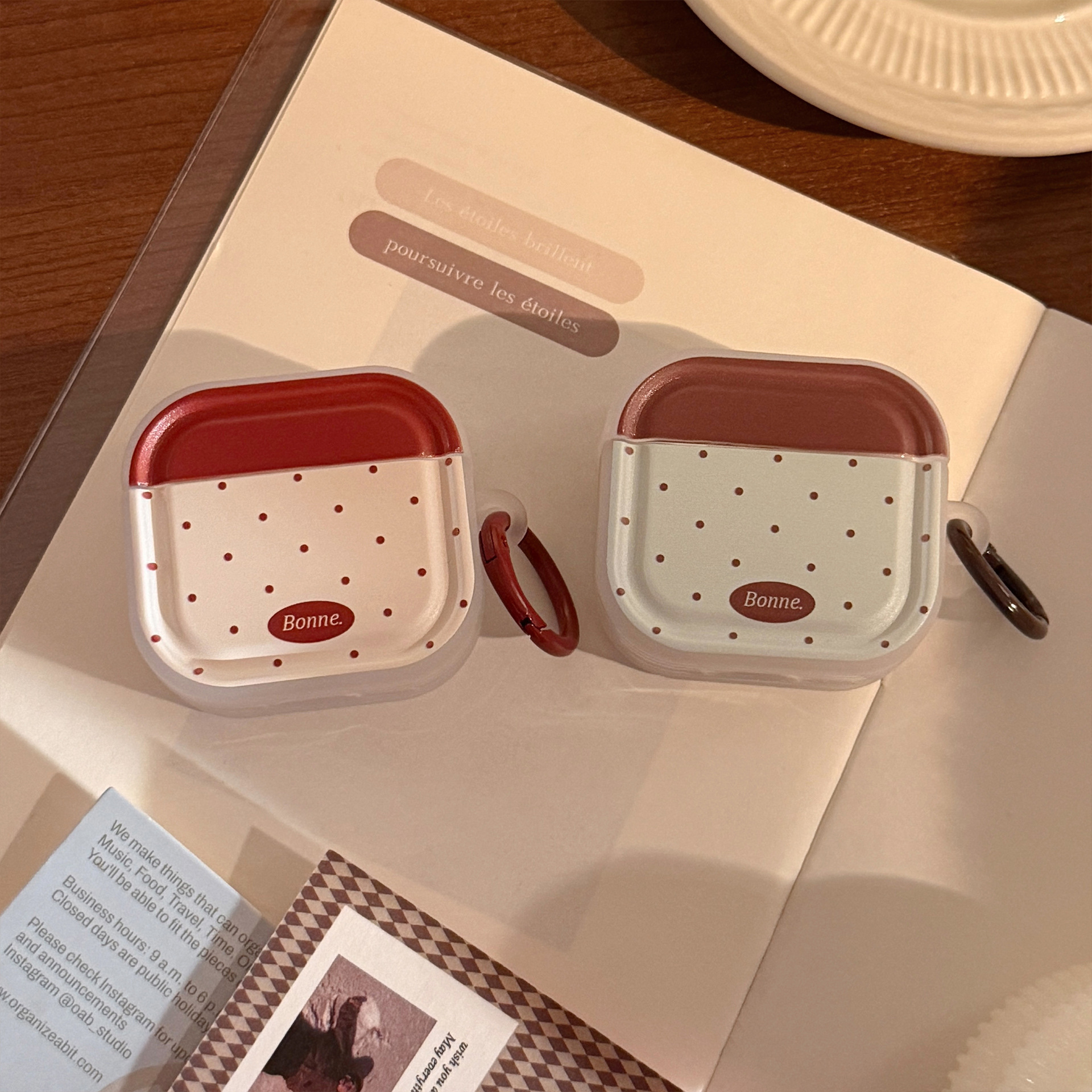 Ins Coreano punto de onda de colisión de color para airpods3 auriculares pro2 cubierta de protección 4 generación Bluetooth inalámbrico 1 colgante 3