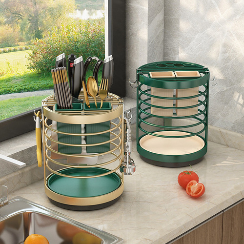 Kitchen Creative Rotatable Knife Rest Light Luxury Knife Multifunctional Storage Rack Hook Chopstick Spoon New Storage Rack
