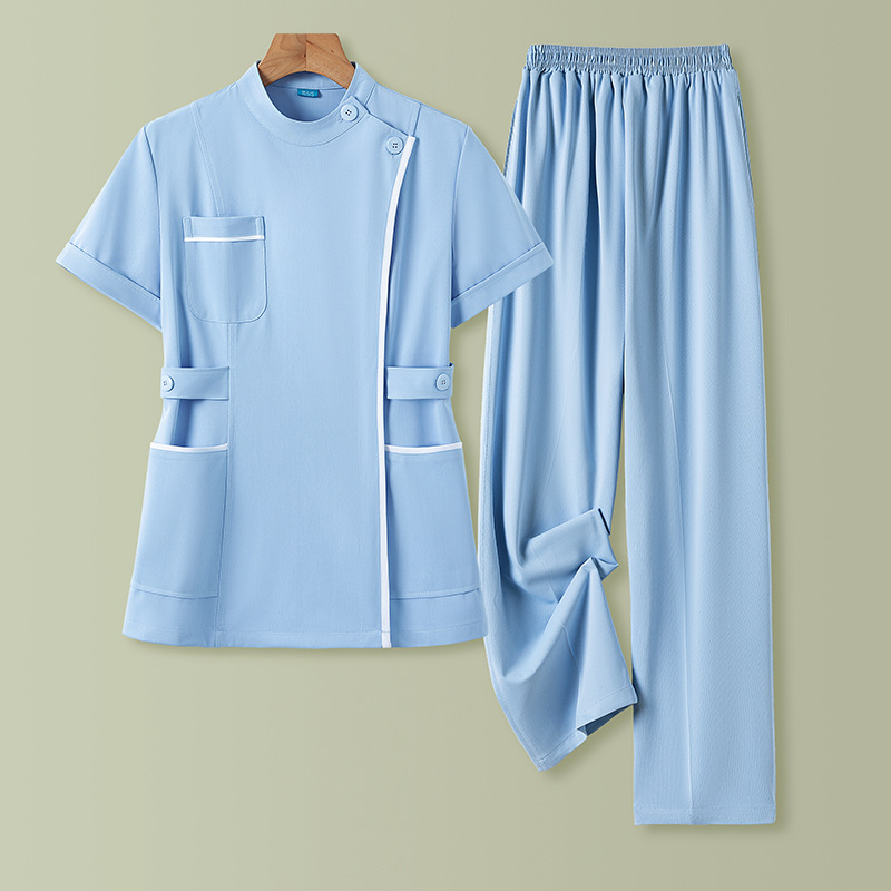 High-End Beauty Salon Work Clothes Women's Short-Sleeved Summer Medical Beauty Dental Clinic Hospital Nurse Uniform Split Suit