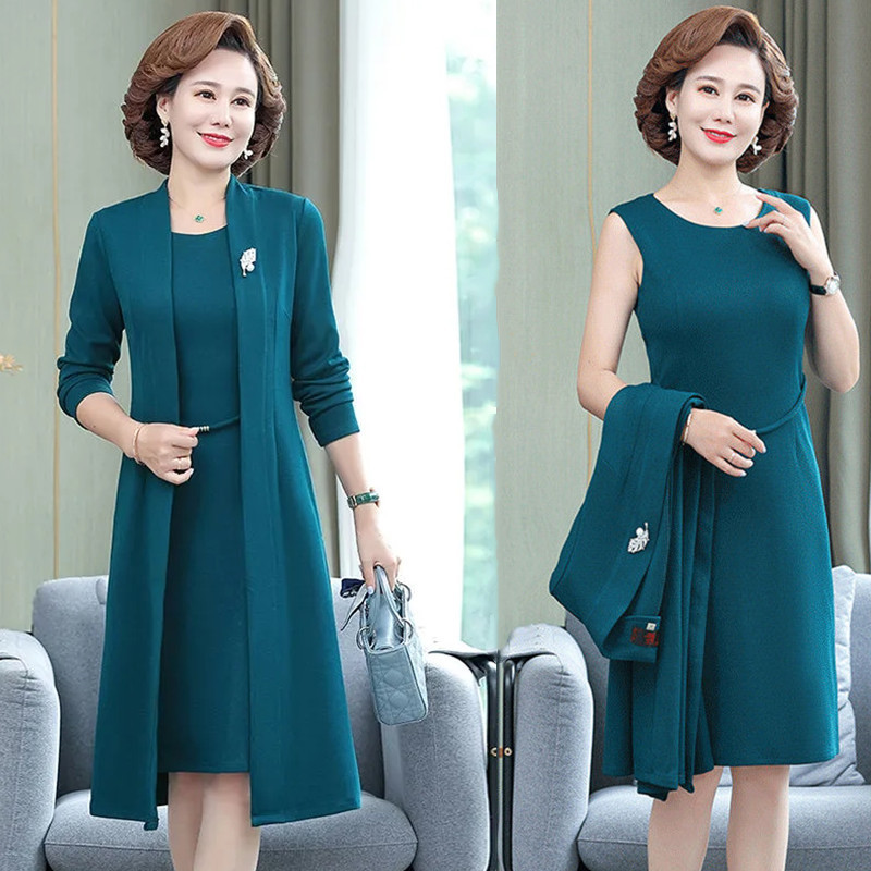 Two-piece Suit Women's Middle-aged and Elderly 40-year-old Mother's Suit dress Elegant New Style Tracer Coat Women Two-piece Suit Women's Middle-aged and Elderly 40-year-old Mother's Suit dress Elegant New Style Tracer Coat Women