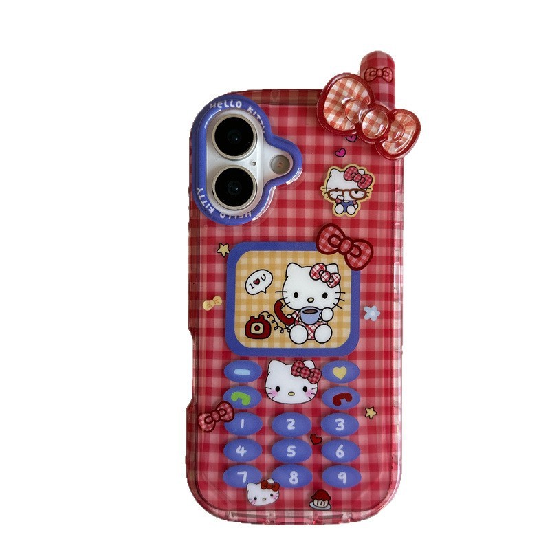 ビッグブラザー ビッグレッドチェック柄 かわいい KT 猫 iPhone16 Apple 15ProMax 携帯電話ケース 14 新しい女の子に適しています|undefined