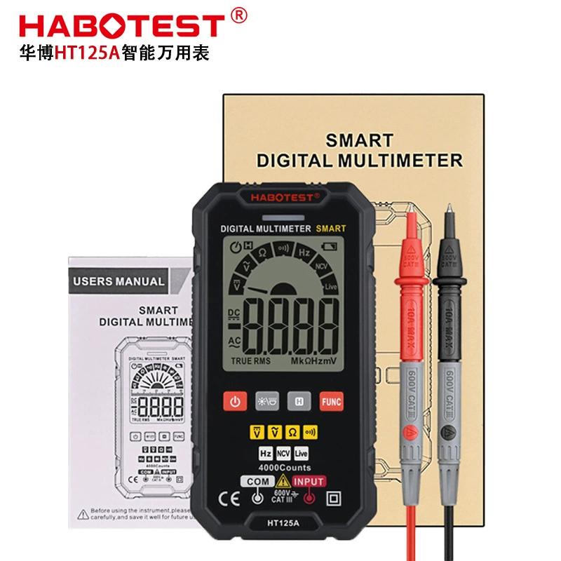 Huabo Заводской магазин HT125A мультиметр с цифровым дисплеем Высокоточный мини Универсальный Интеллектуальный измеритель электрика с защитой от ожогов