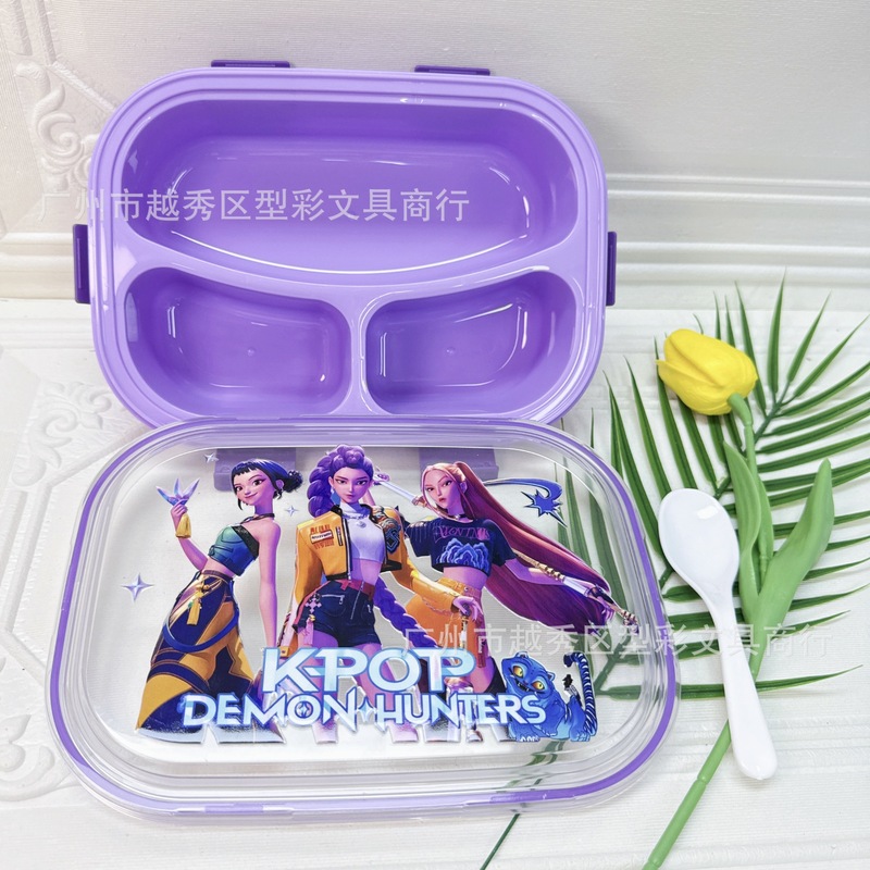 爆款kpop女团学生卡通分格单层饭盒带沙拉餐盒午餐便当盒大容量|undefined