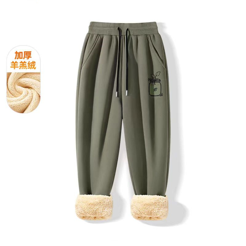 羊羔绒加绒加厚2024冬款棉裤男东北过冬防寒保暖束脚休闲卫裤