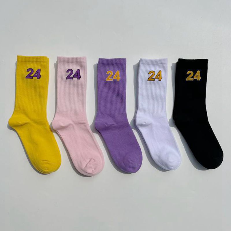Trendy ins Men's and Women's Socks Japanese College Style European and American Street Skateboard Couple 24 Letter Sports Cotton Stockings