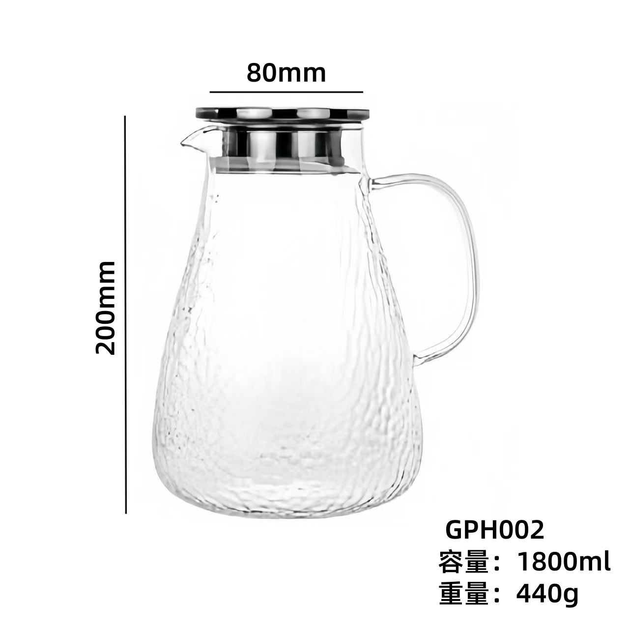 martillo japonés de alto boro tetera de vidrio tetera de té resistente al calor de gran capacidad tetera de agua fría tetera de bebida caliente tetera de jugo tetera doméstica