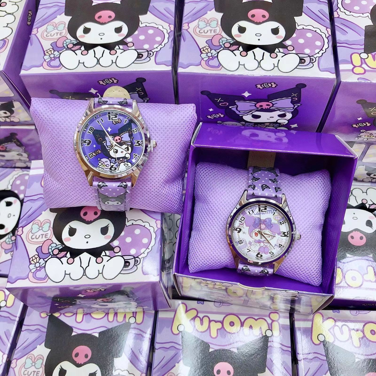 2025 New Sanrio Kuromi Meile Watch Children's Cartoon Quartz Watch Gift Box Cute Watch for Girls