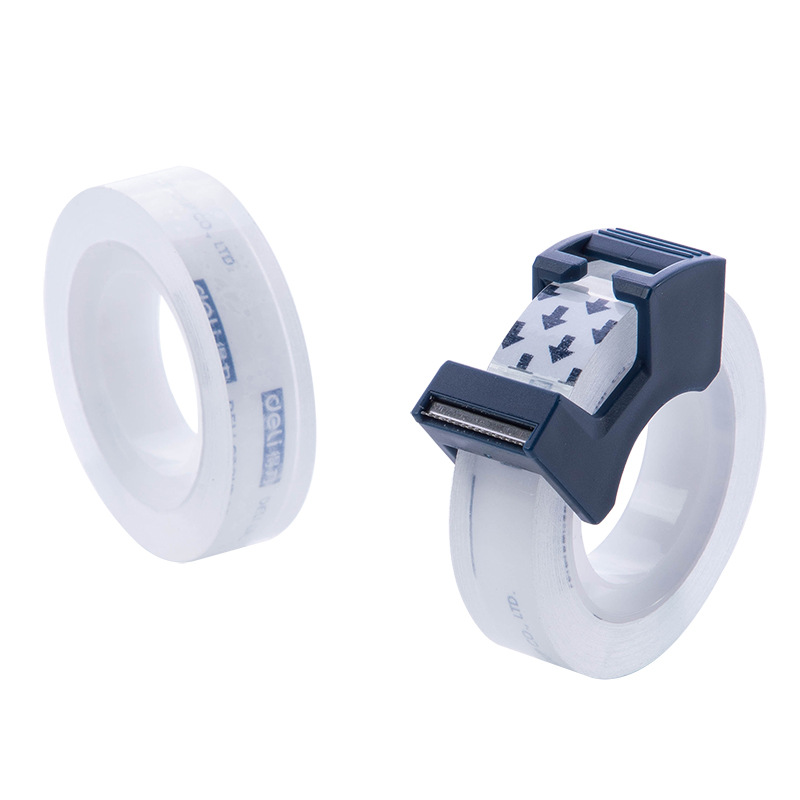 Deli 30122 cinta pequeña transparente 12mm estudiante mano lágrima cinta adhesiva cinta traje con cortador