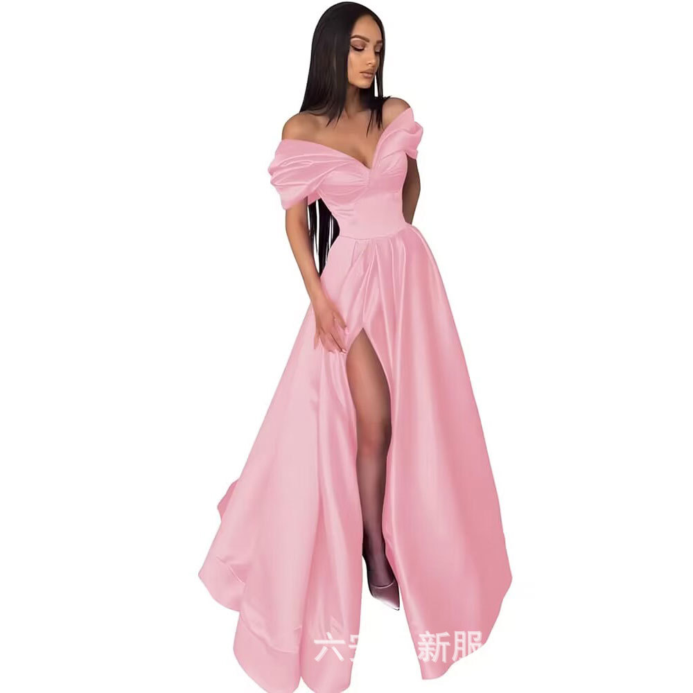 Amazon mujer hombros abiertos corazón vestido de baile largo vestido formal de noche con un vestido abierto