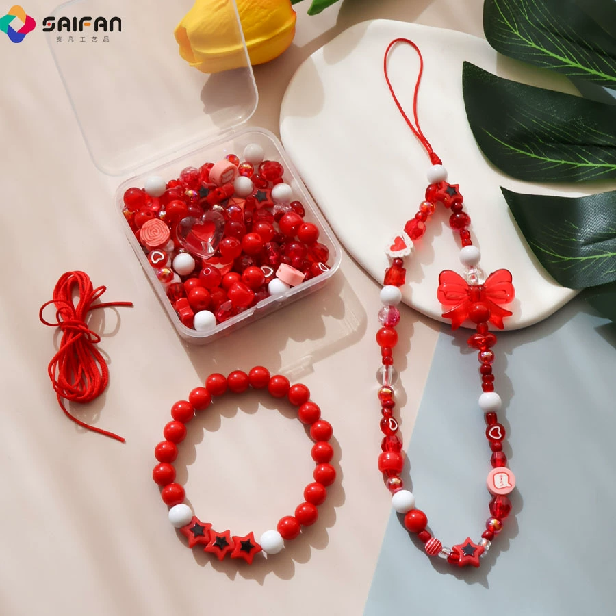 Beaded Bracelet Phone Charm, Mixed Beads Strap, Assorted Colors, 6 cm Pendant