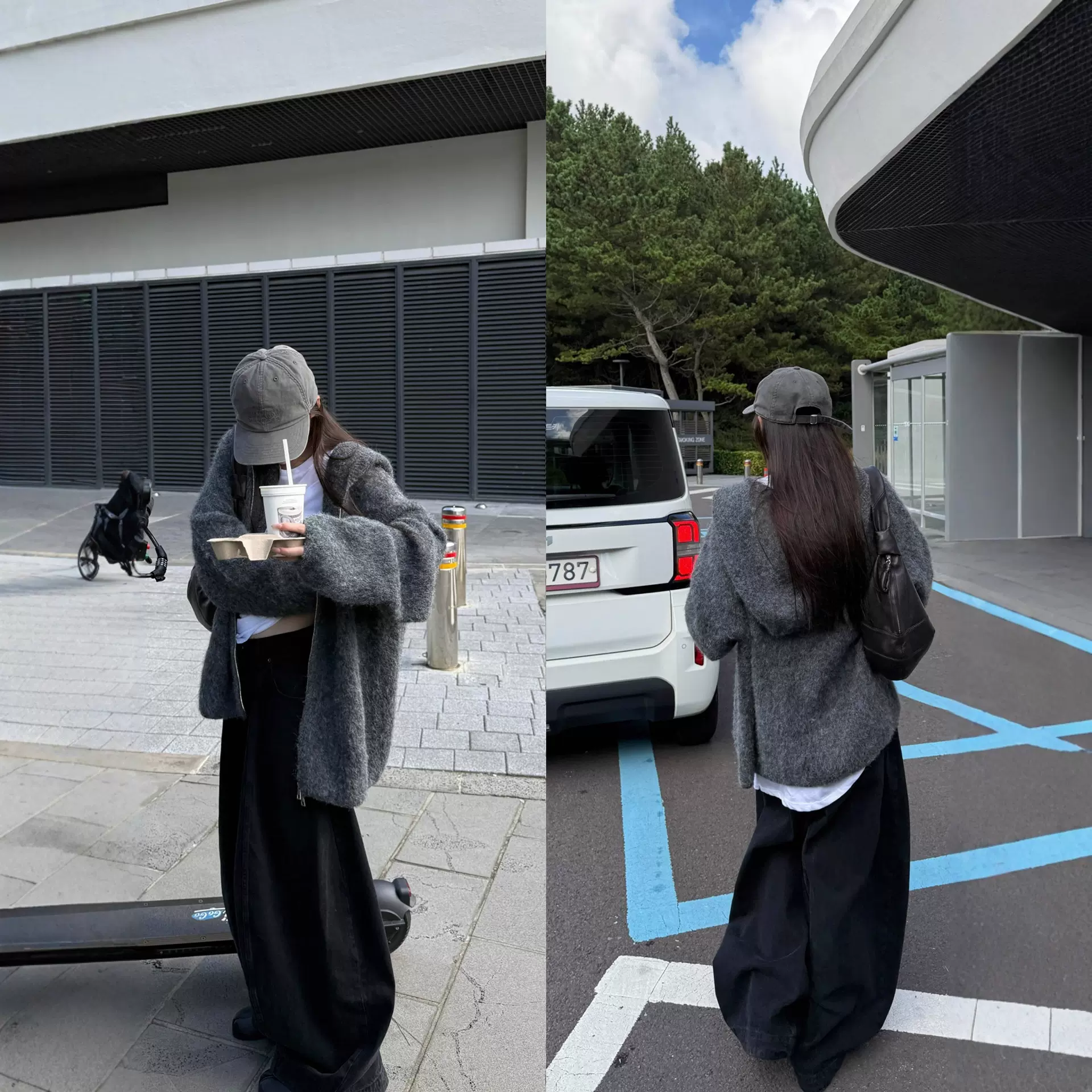 燕麦甜茶绒绒温暖感慵懒随意感拉链连帽毛衣宽松大外套