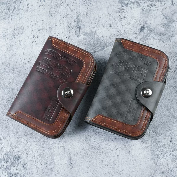 New men's wallet, short style, vintage leather, multi-card slot card holder, large capacity zipper clutch, coin purse