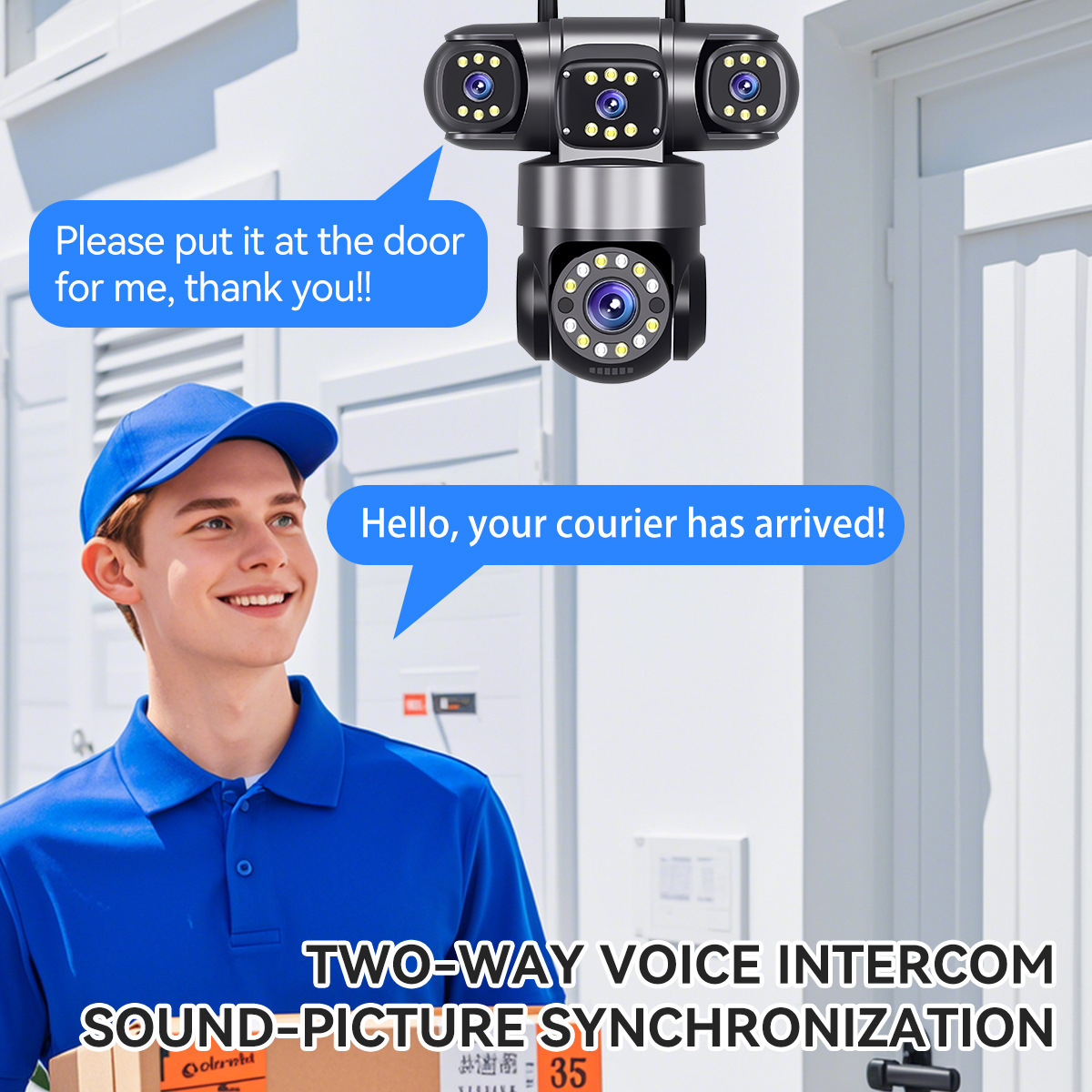 WiFi surveillance camera 4-view HD night vision PTZ