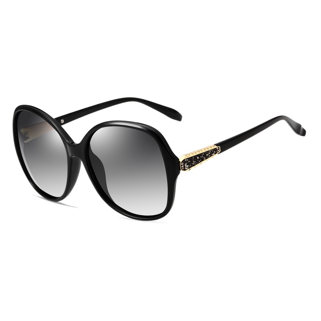 Diamante de las mujeres polarizadas a prueba de UV ronda de gran marco gafas de sol de moda a prueba de sol TR90 gafas de sol en stock 3025