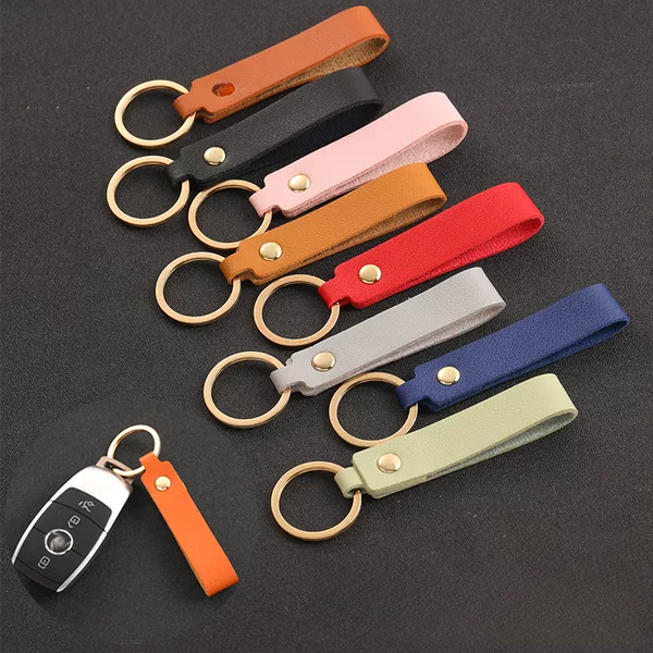 Source Factory Creative Pu Leather Keychain Keychain Leather Pendant Business Gift Leather Car Key Lanyard