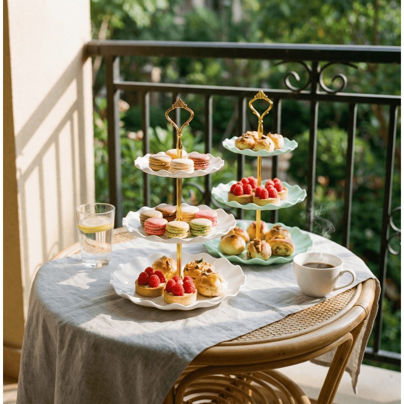 Tres capas de bandeja de pastel, bandeja de dulces, recepción, sala de estar, bandeja de refrigeración doméstica, sensación de alto nivel, lujo ligero, bandeja de frutas secas multicapa.