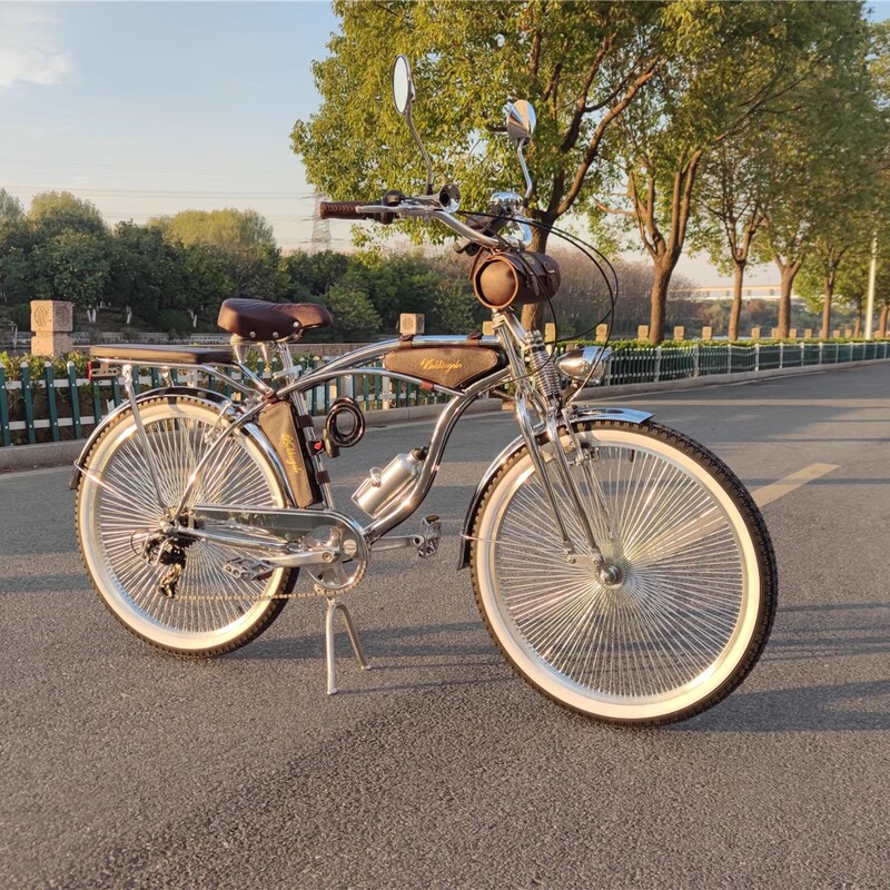 Successful Men's Glitter Silver Indian Nostalgic Beach Bike Classic Bike Beach Cruiser Bike