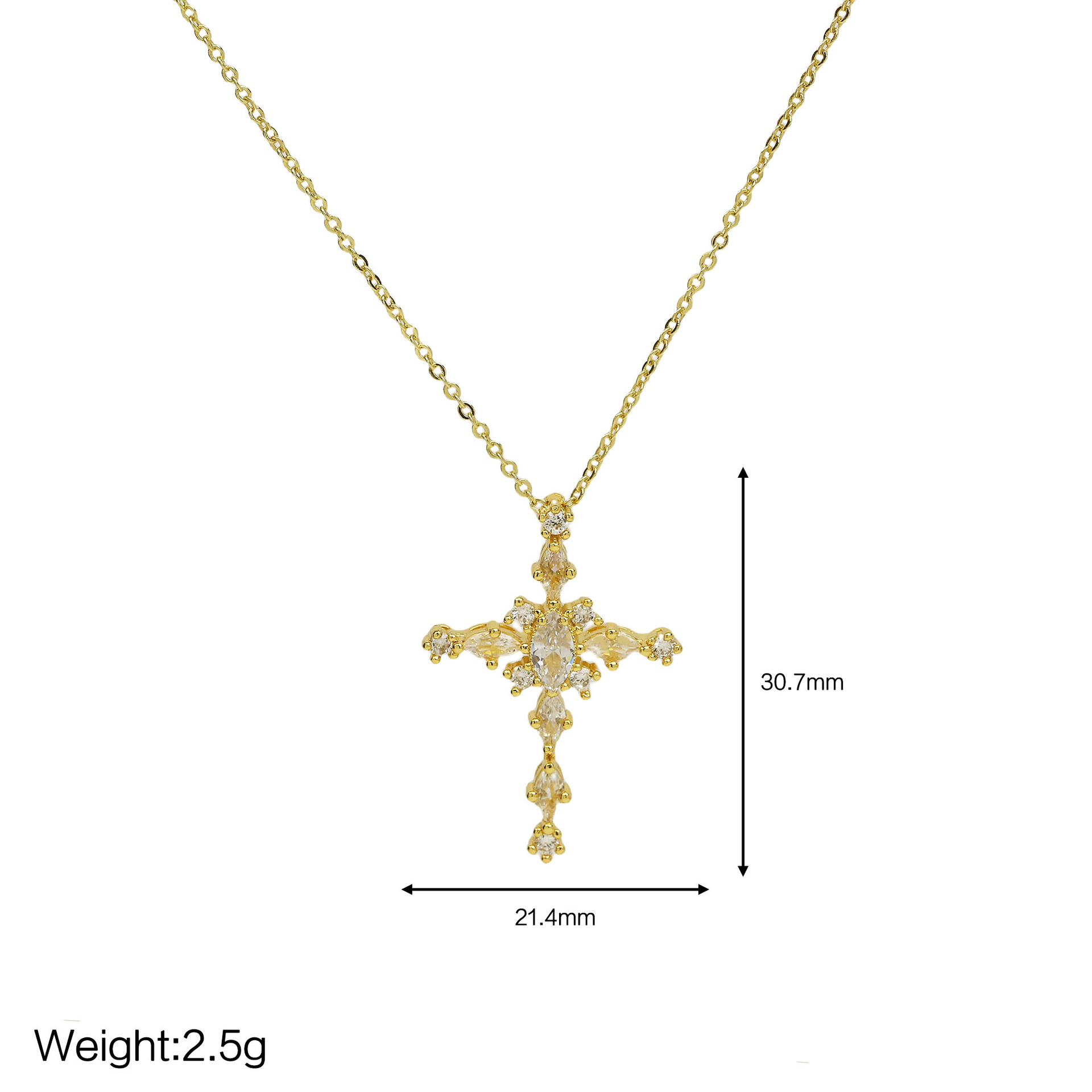 Copper Simple Style Plating Cross Pendant Necklace display picture 1